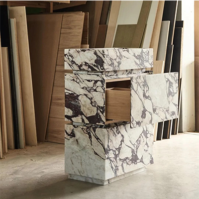 Calacatta violet marble bathroom cabinet