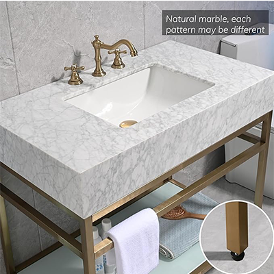 Freestand single marble bathroom vanity​ 1