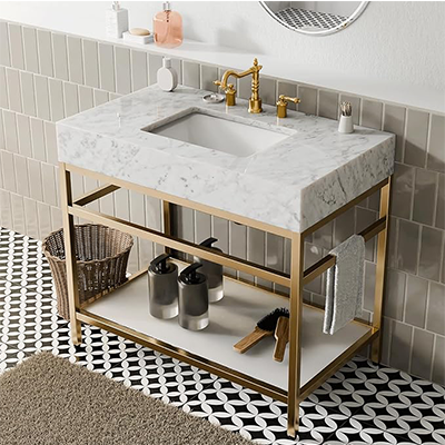 Freestand single marble bathroom vanity​ 2