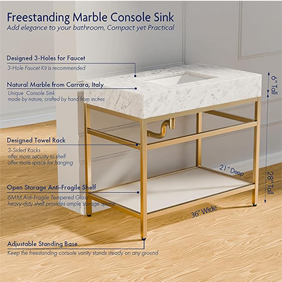 Freestand single marble bathroom vanity​