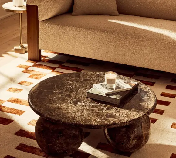 HRST Dark Emperador Marble Coffee Tables
