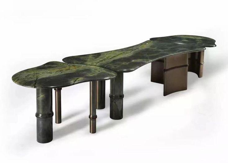 HRST STONE Dark Green Marble Coffee Table HRST STONE Dark Green Marble Coffee Table