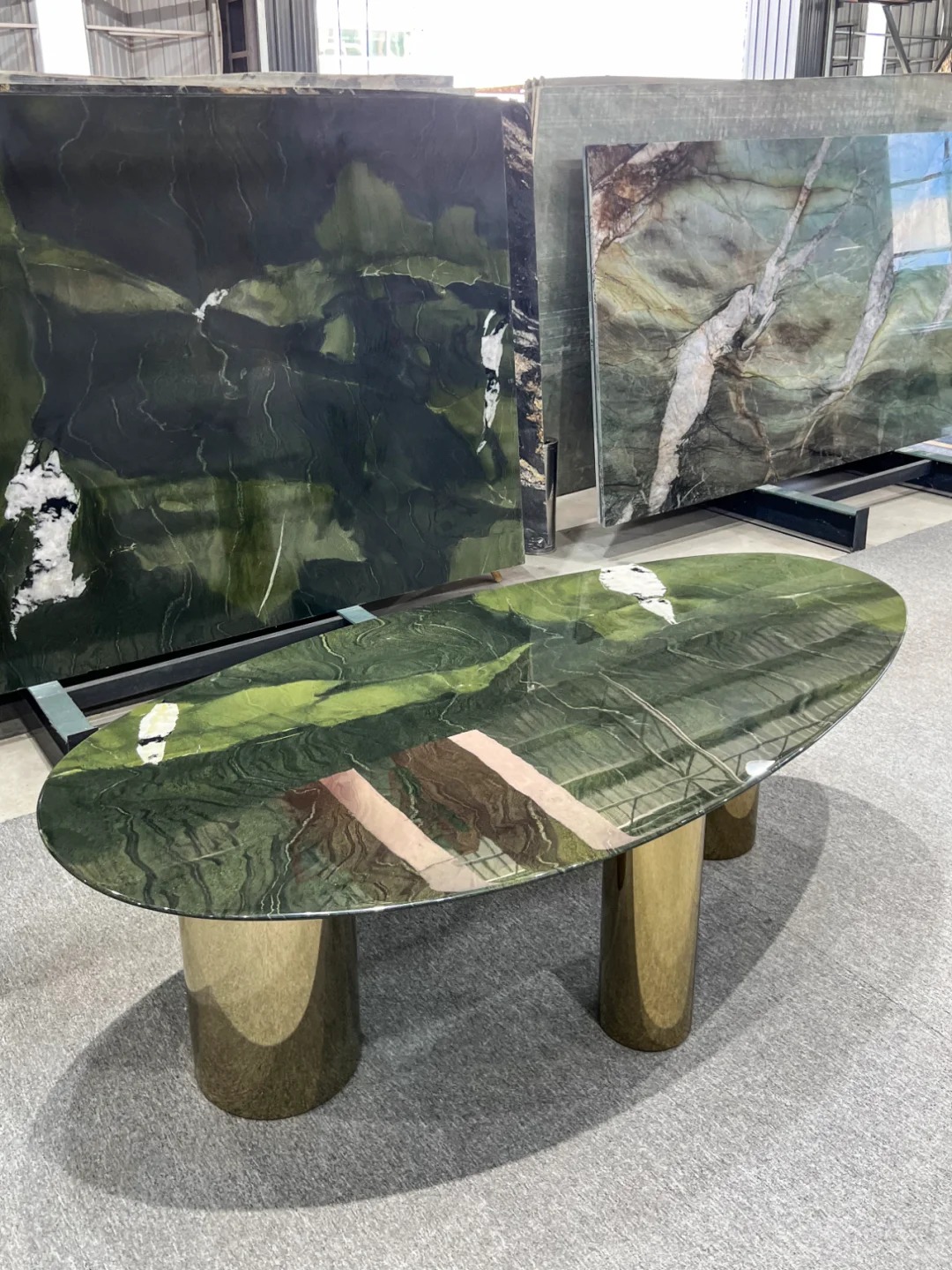 HRST STONE Dark Green Marble Coffee Table