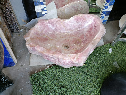 HRST STONE Rose Quartz Sink