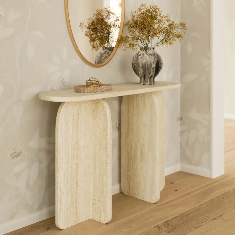 Travertine Console Tables
