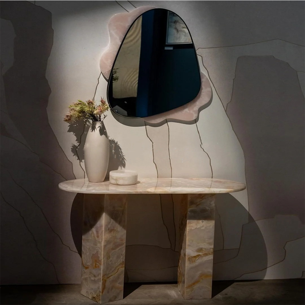 HRST pink onyx console table 