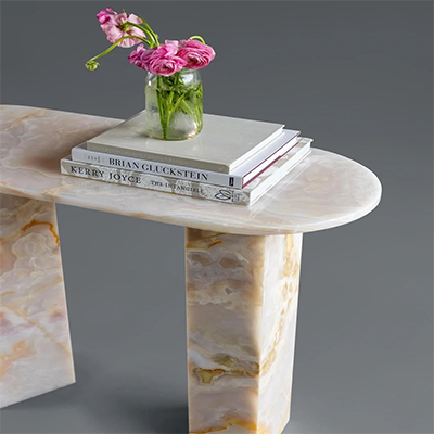 HRST pink onyx console table 