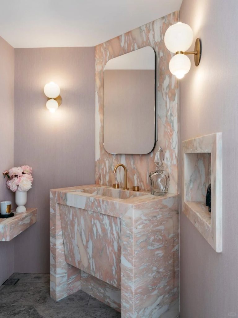 Norwegian Rose Pink Marble Bathroom Sink 