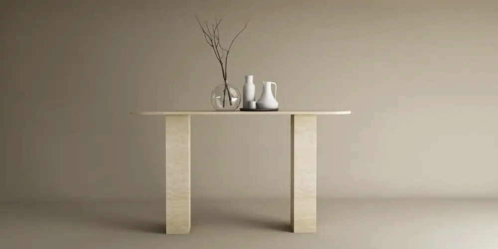Travertine Console Tables