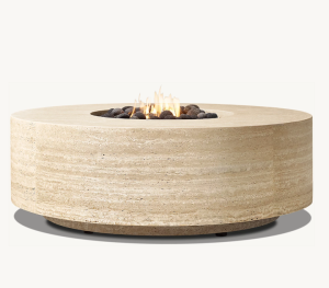 Travertine Round Fire Pit Table