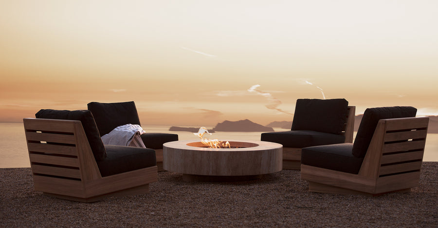 Travertine rectangular fire table for patio Travertine rectangular fire table for patio