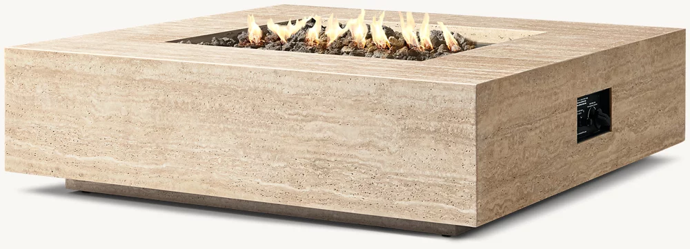 Travertine rectangular fire table for patio Travertine rectangular fire table for patio