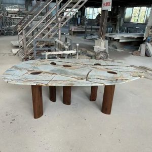 blue Roma marble Blue Stone Top Dining Table 