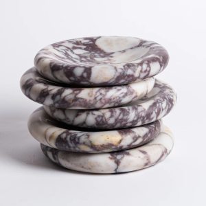 calacatta violet round marble tray