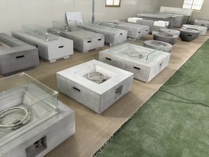 century modern concrete fire pit rectangular​