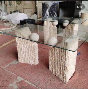 custom glass table top travertine coffee table base