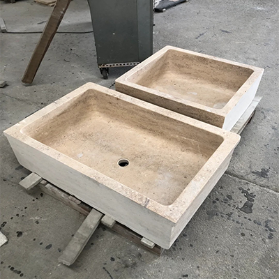 rectangle shape beige marble sink​ 