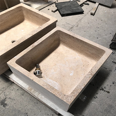 rectangle shape beige marble sink​  