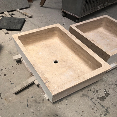 rectangle shape beige marble sink​