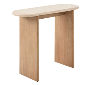 small stone wood entry table