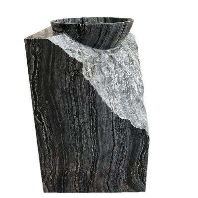 Stone Sink Of Black Wooden Marble