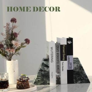 trapezoid real marble bookend