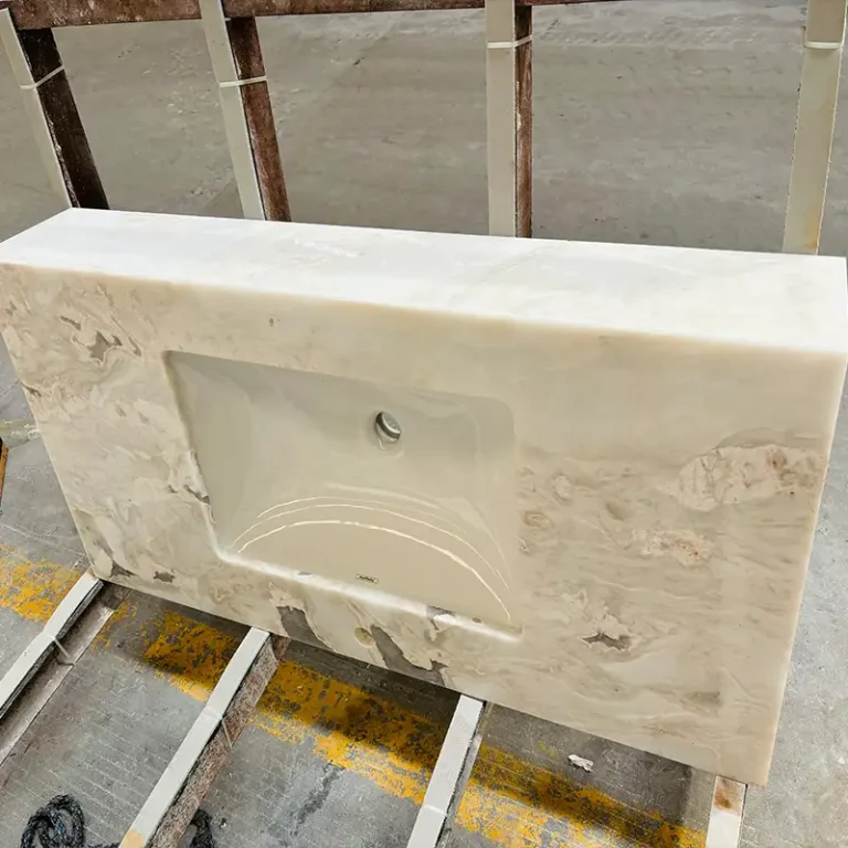 HRST Oyster White Marble Sink