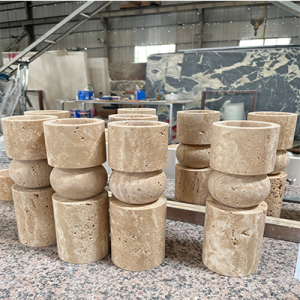 Table Candle Holder Of Travertine