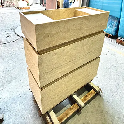 Beige Bathroom Cabinets of Travertine