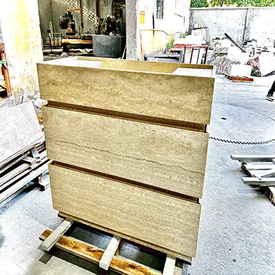 Beige Bathroom Cabinets of Travertine