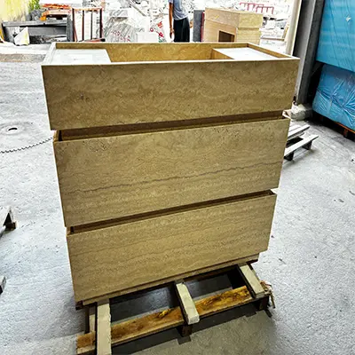 Beige Bathroom Cabinets of Travertine