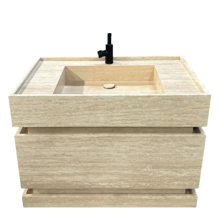 Custom Beige Travertine Sink with vanity