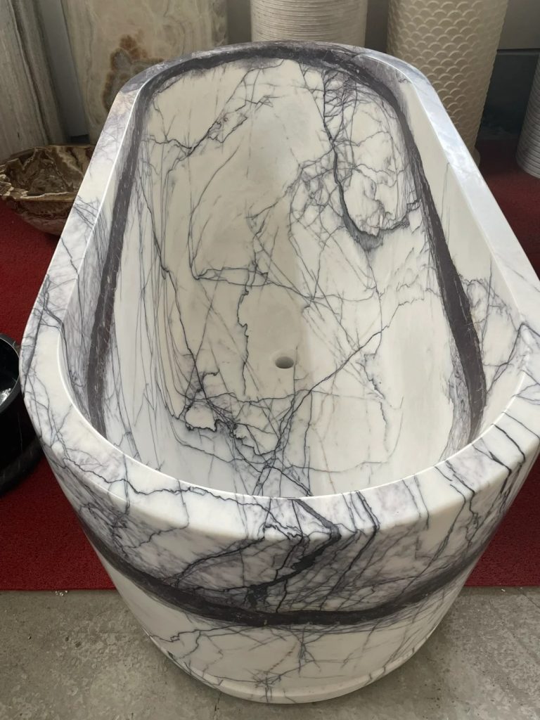 Custom oval freestanding marble bathtub
