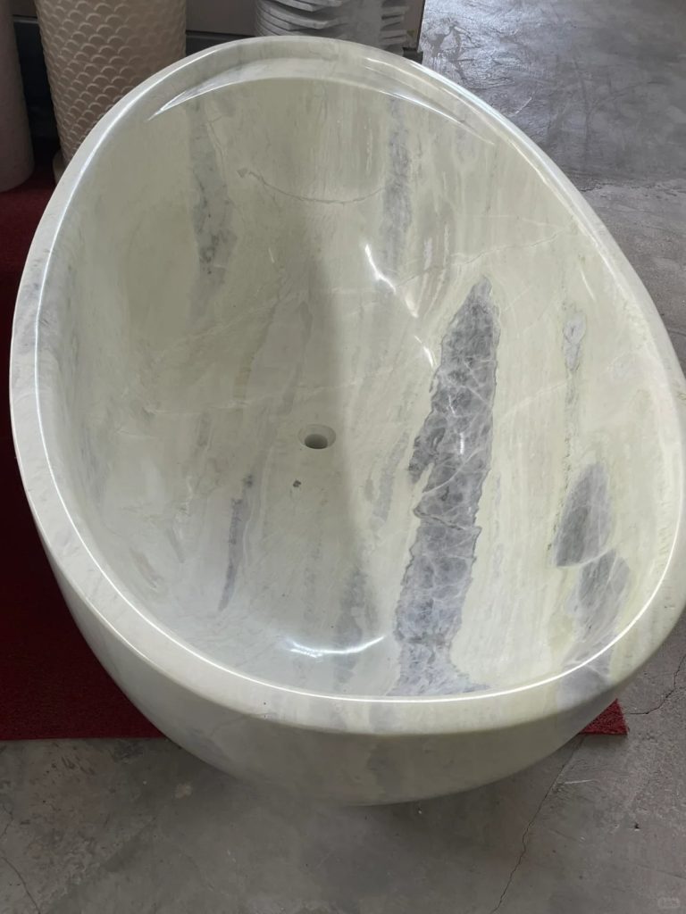 Custom oval freestanding marble bathtub