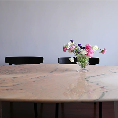 Custom smoky pink marble dining table