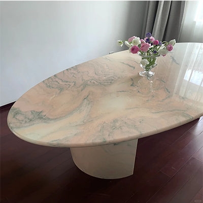 Custom smoky pink marble dining table