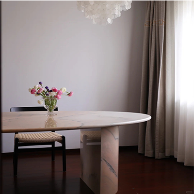 Custom smoky pink marble dining table