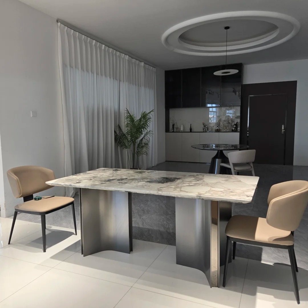 HRST grey marble dining table wholesale