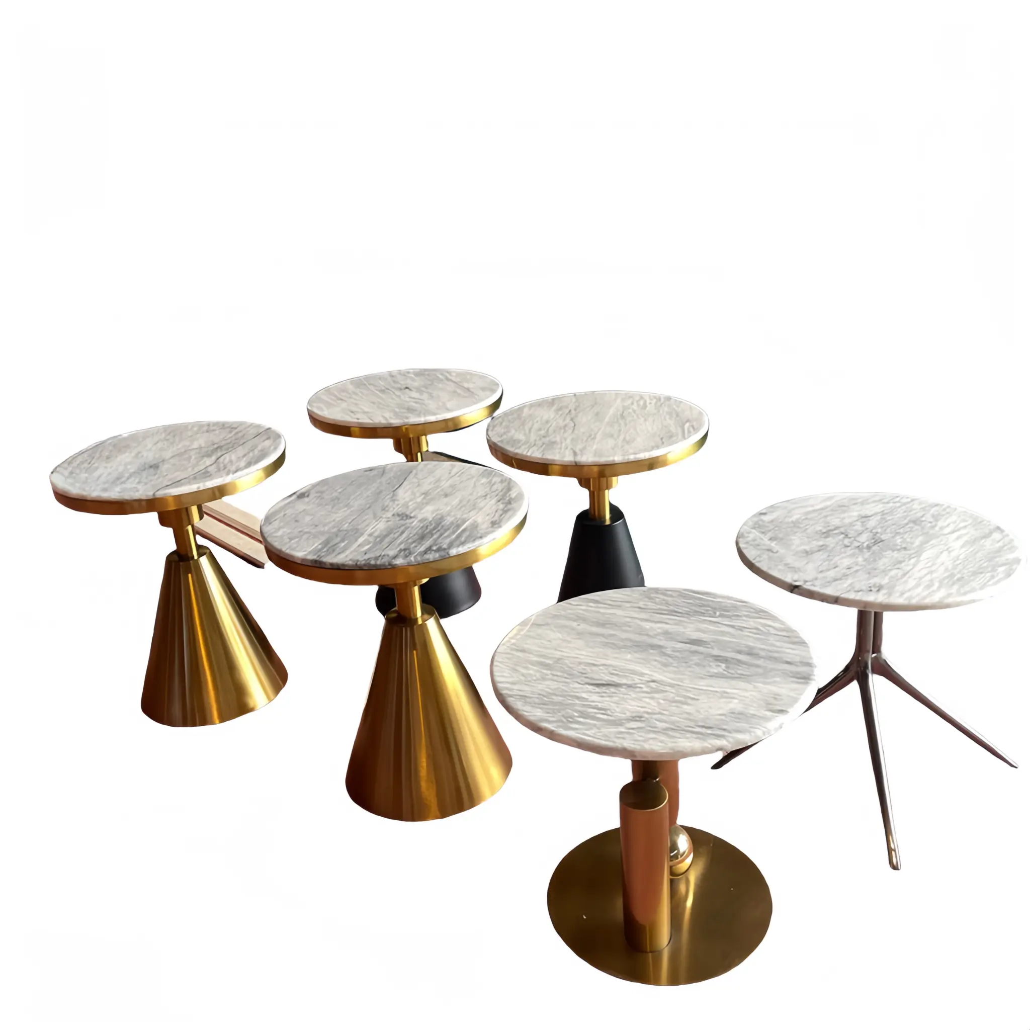 The everlasting appeal of modern luxury and the captivating beauty of natural gemstones inspire the design for HRST marble top side table in Labradorite Lemurian marble. Renowned for its striking iridescence and depth, Labradorite Lemurian marble reflects the ethereal glow of a calm night sky dotted with glittering stars. With its elegant conical form, the gold metal base accentuates refinement and opulence, therefore harmonising modern design with inherent grace. Reflecting both grandeur and elegance, this unusual mix makes the marble top side table a remarkable item in any home. Personalisation Choices Customising HRST marble top side tables to fit your own tastes provides a variety of choices for shape, size, and materials. Whether your unique needs call for a different kind of marble, a different foundation design, or particular measurements, we can customise the work to your exact needs. To help see your unique design and guarantee that every detail is flawless before manufacturing starts, we offer free CAD services. This adaptability lets you design a marble top side table that exactly accentuates your interior décor and captures your own taste, so rendering a really unique object. Applications and Scenarios A flexible item that can improve several areas in your house or business environment is the marble top side table: Marble top side table should be placed beside your sofa to act as a chic and useful end table in living room. Its 60-centimeter height fits couches with a seat height of roughly 45–55 cm. It accentuates your living area with a little of elegance by giving books, flower vases, or other objects a sophisticated surface. Marble top side table should be used as a bedside table to create a stylish and calm environment in bedroom. Your night lamp, alarm clock, or personal belongings will fit this exquisite design and luxurious materials, so improving the whole look of your bedroom. With the marble top side table, turn underused corners and nooks into sophisticated exhibition places. Its simple yet elegant form makes it a perfect fit for displaying ornamental items since it creates focal points that accentuate the mood of the room. Marble top side table should be placed in your corridor or foyer to establish a magnificent and friendly focal point. Greeting visitors with elegance and sophistication, it provides the ideal surface for keys, mail, or a lovely floral arrangement. Marble Top Side Table With Gold Metal Base