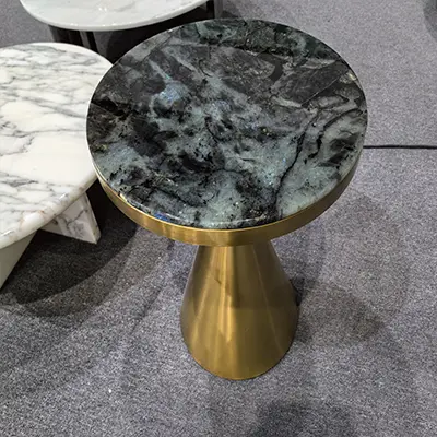 Marble Top Side Table With Gold Metal Base