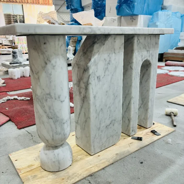 Marble console table with three bases