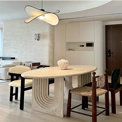 modern travertine dining table