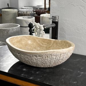 Natural Stone Light travertine vessel sink
