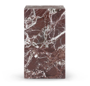 Plinth tall Side Table, Rosso Levanto Marble