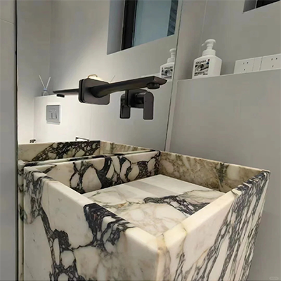 Purple marble pedestal sink