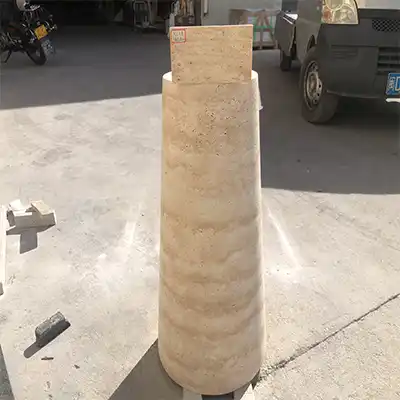 Round Plinth Of Travertine