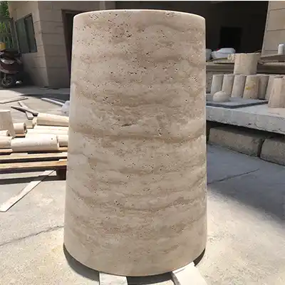 Round Plinth Of Travertine