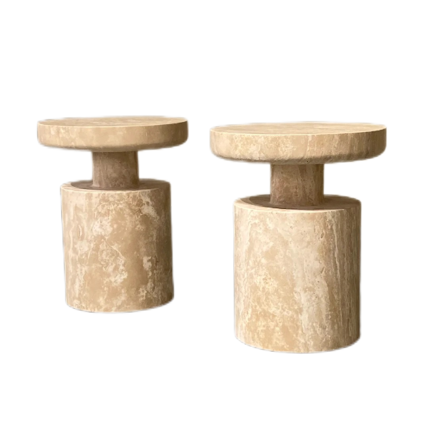 Custom Round Travertine Side Table