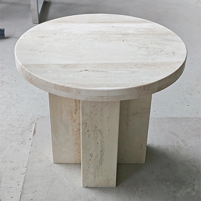 Small travertine side table