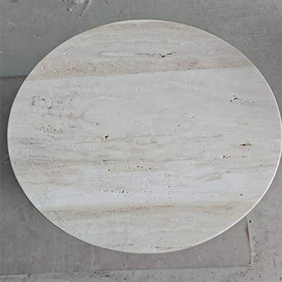 Small travertine side table